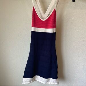 Y2K Crisscross Strap Stretch C Neck Knit Mini Sundress